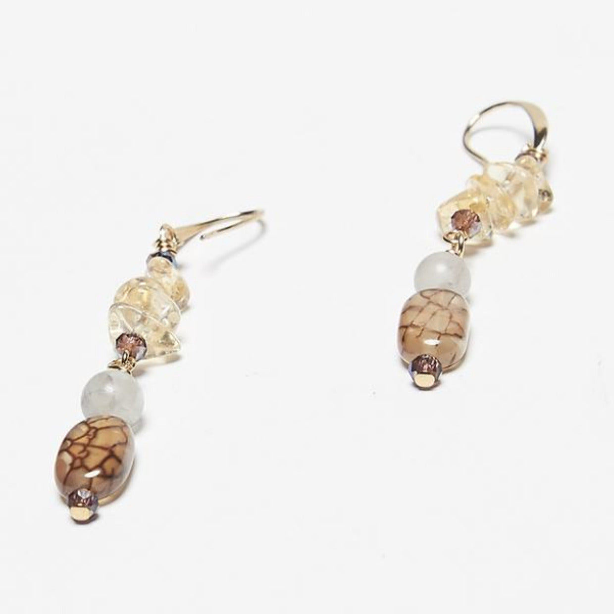 Cracked Agate & Citrine Earrings