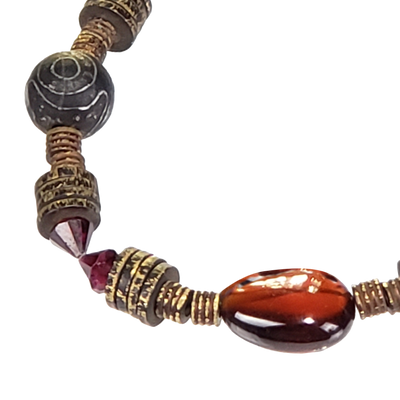 Dzi Agate, Bronze & Garnet Bracelet