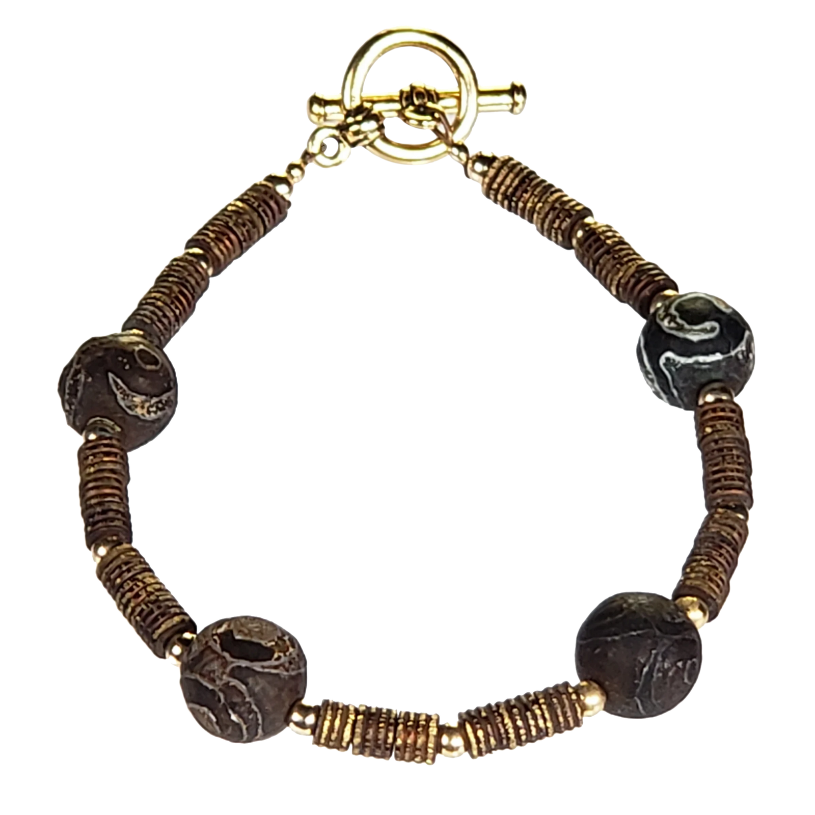 Dzi Agate & Bronze Bracelet