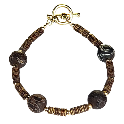 Dzi Agate & Bronze Bracelet