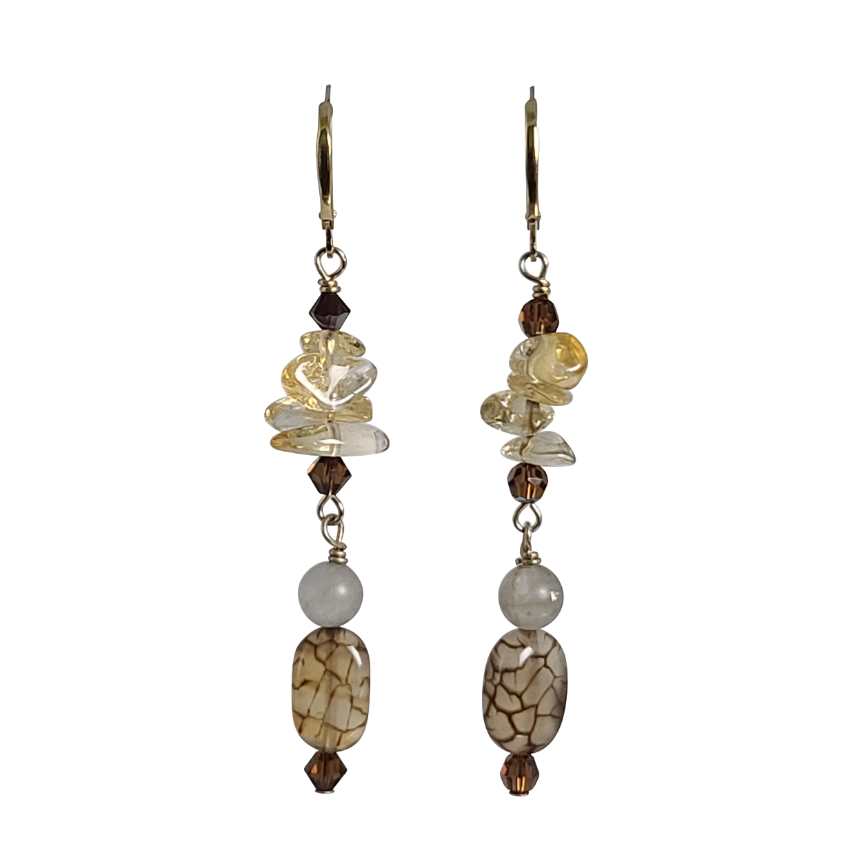 Cracked Agate & Citrine Earrings