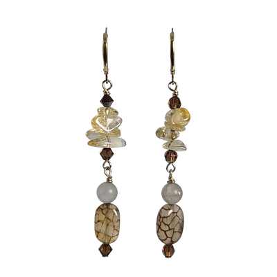 Cracked Agate & Citrine Earrings