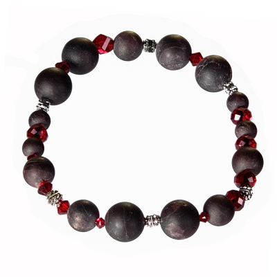 Tumbled Garnet & Swarovski Bracelet