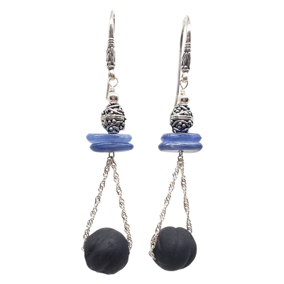 Kyanite Earrings - Sterling Chain Drop