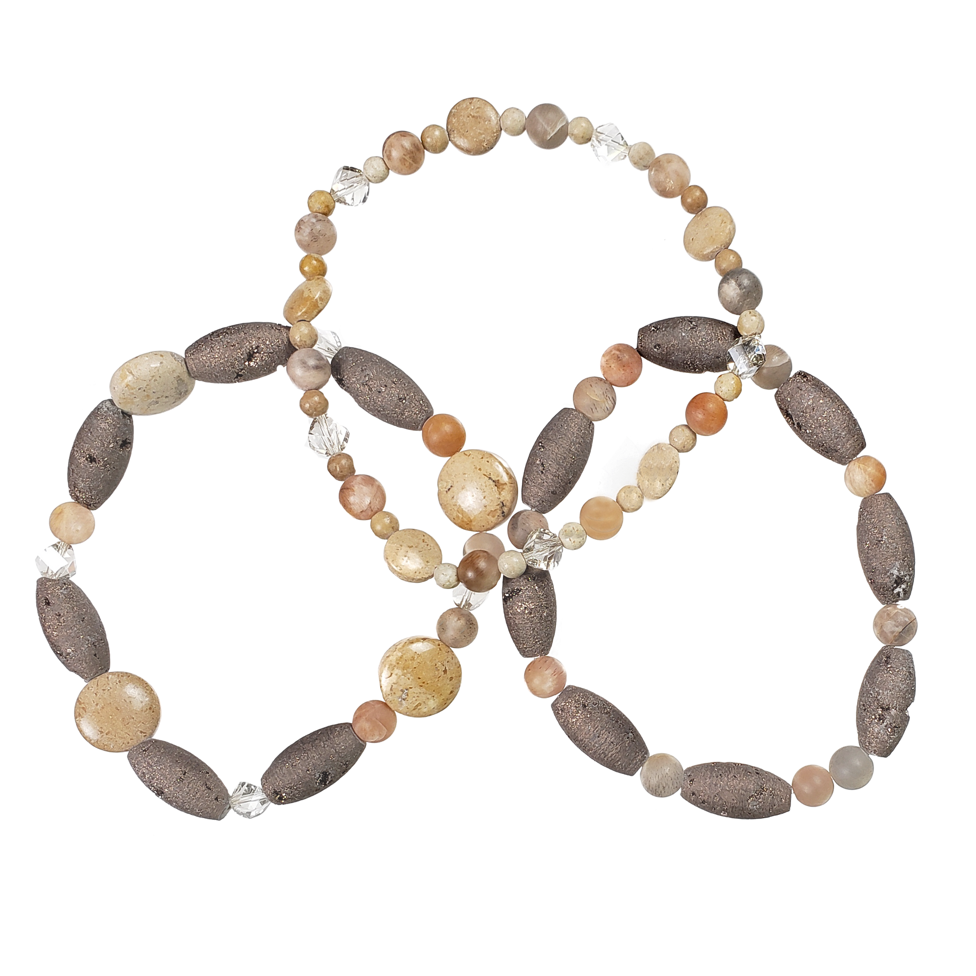 River Stone Bracelet Trio #3 - Geodes