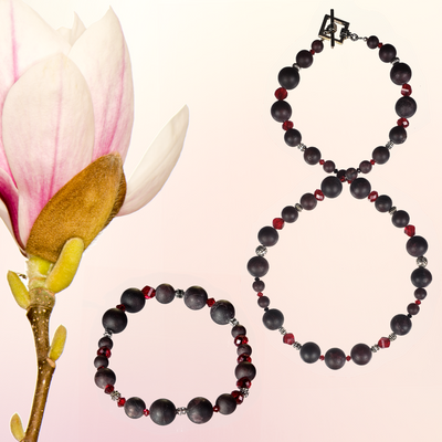 Tumbled Garnet & Swarovski Bracelet