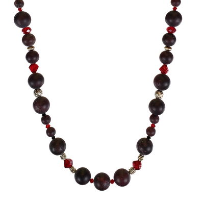 Tumbled Garnet & Swarovski Necklace