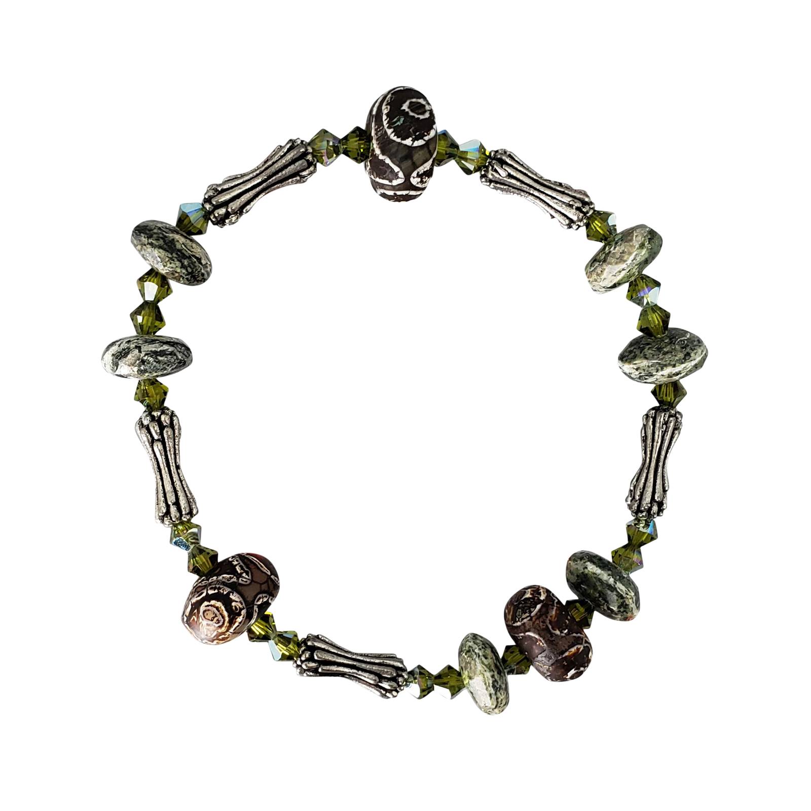 Zebra Stone & Dzi Bracelet Stretch