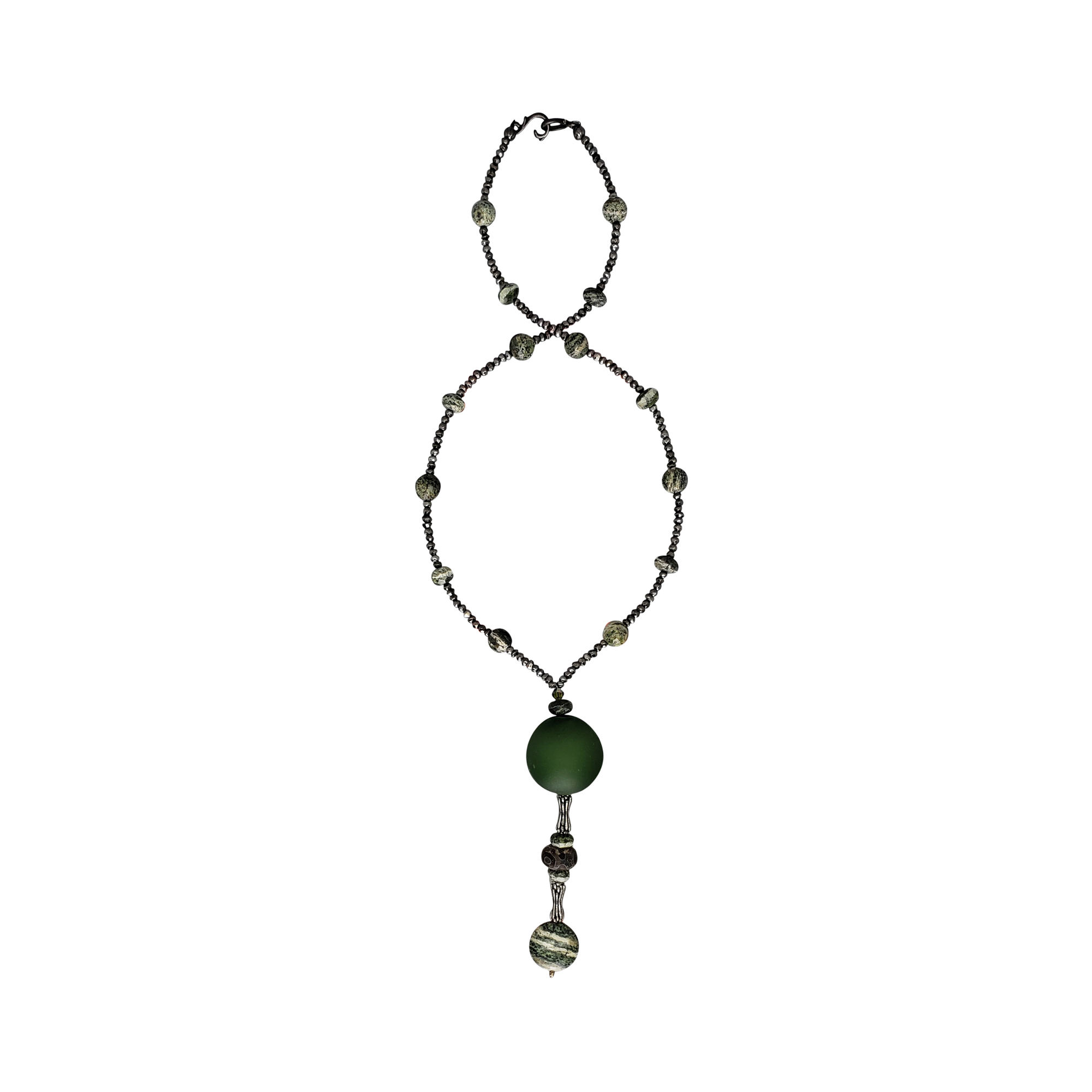 Zebra Stone & Italian Glass Drop Necklace