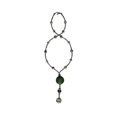 Zebra Stone & Italian Glass Drop Necklace