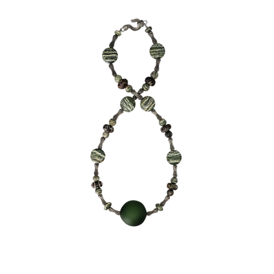 Zebra Stone, Agate & Italian Glass Orb Necklace