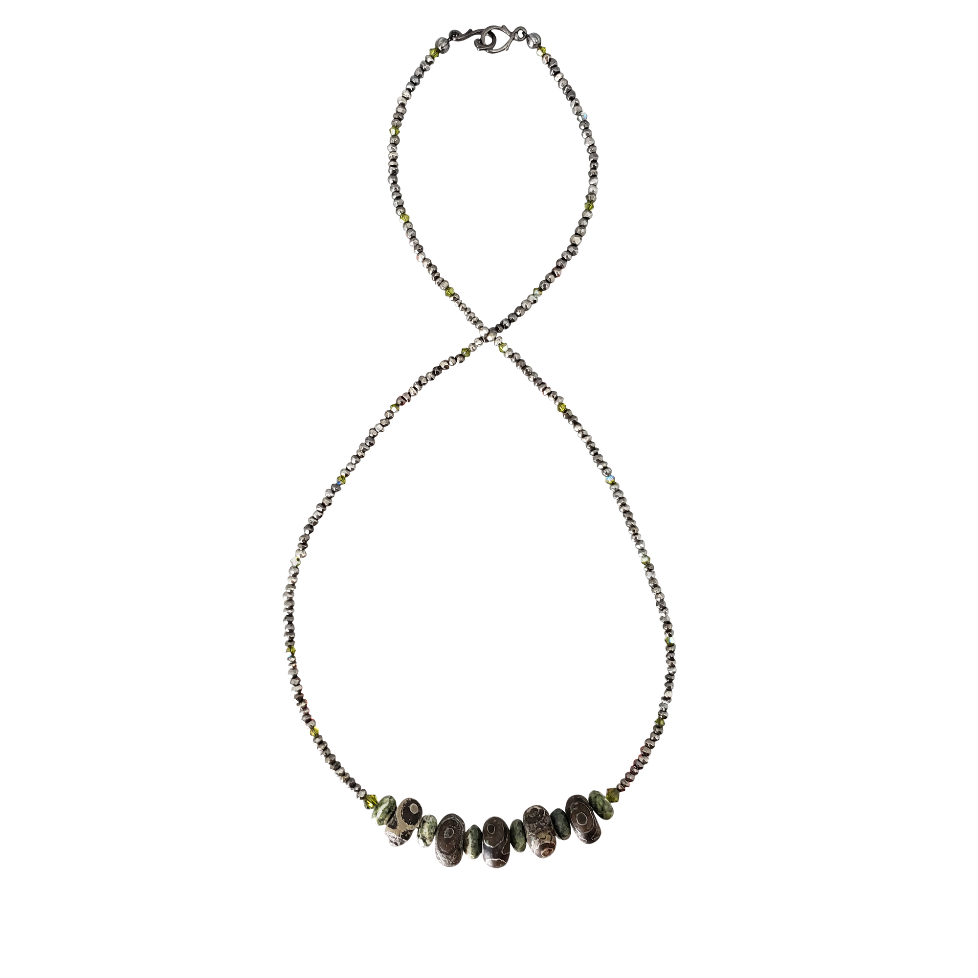 Zebra Stone, Dzi & Hematite Necklace