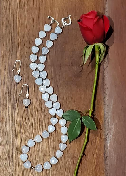 Chalcedony Hearts Necklace