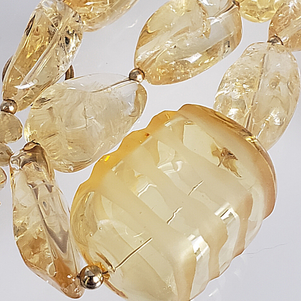 Citrine Nuggets and Italian Glass Necklace