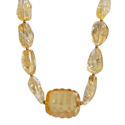 Citrine Nuggets and Italian Glass Necklace