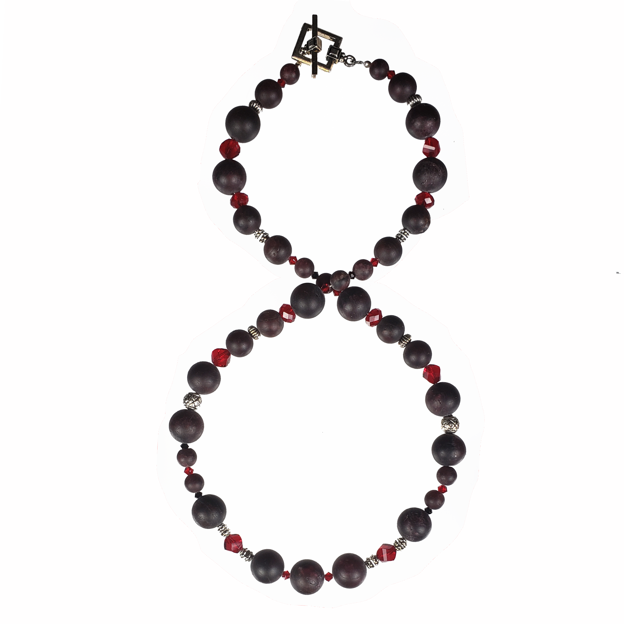 Tumbled Garnet & Swarovski Necklace