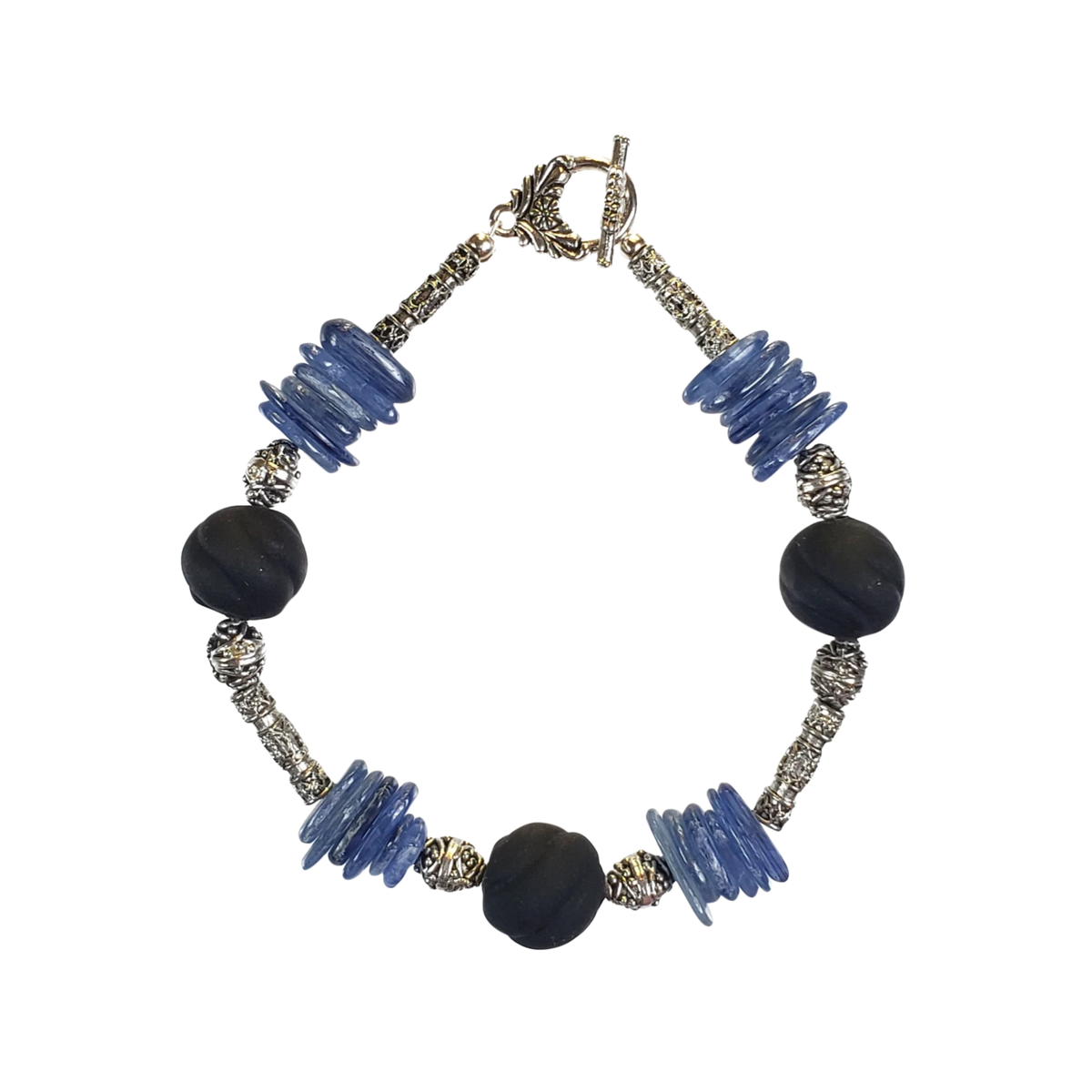 Kyanite & Black Glass Bracelet