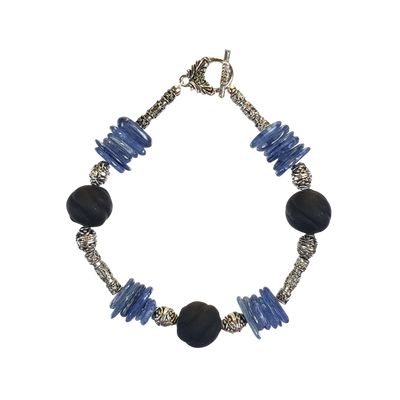 Kyanite & Black Glass Bracelet