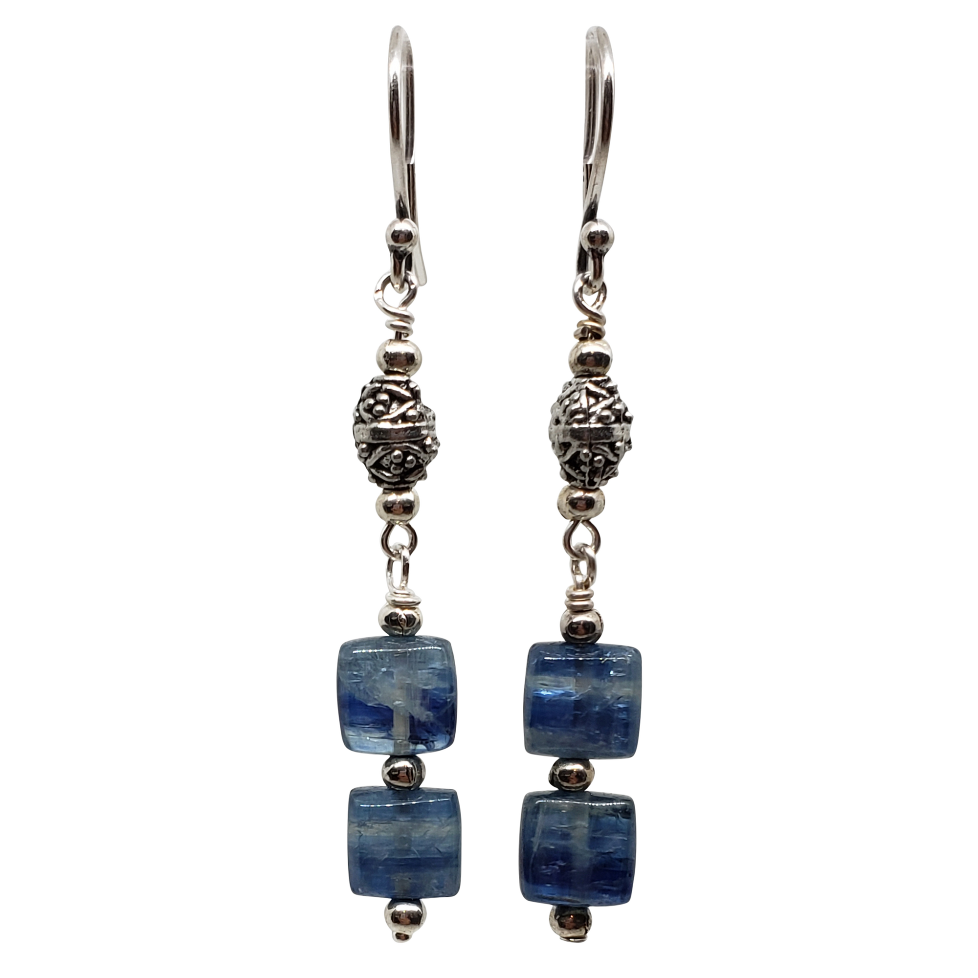 Kyanite & Pewter Two Stone Earrings
