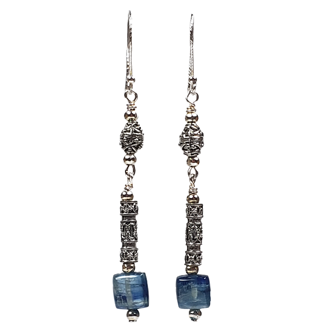 Kyanite & Pewter Earrings 1 Stone (L)