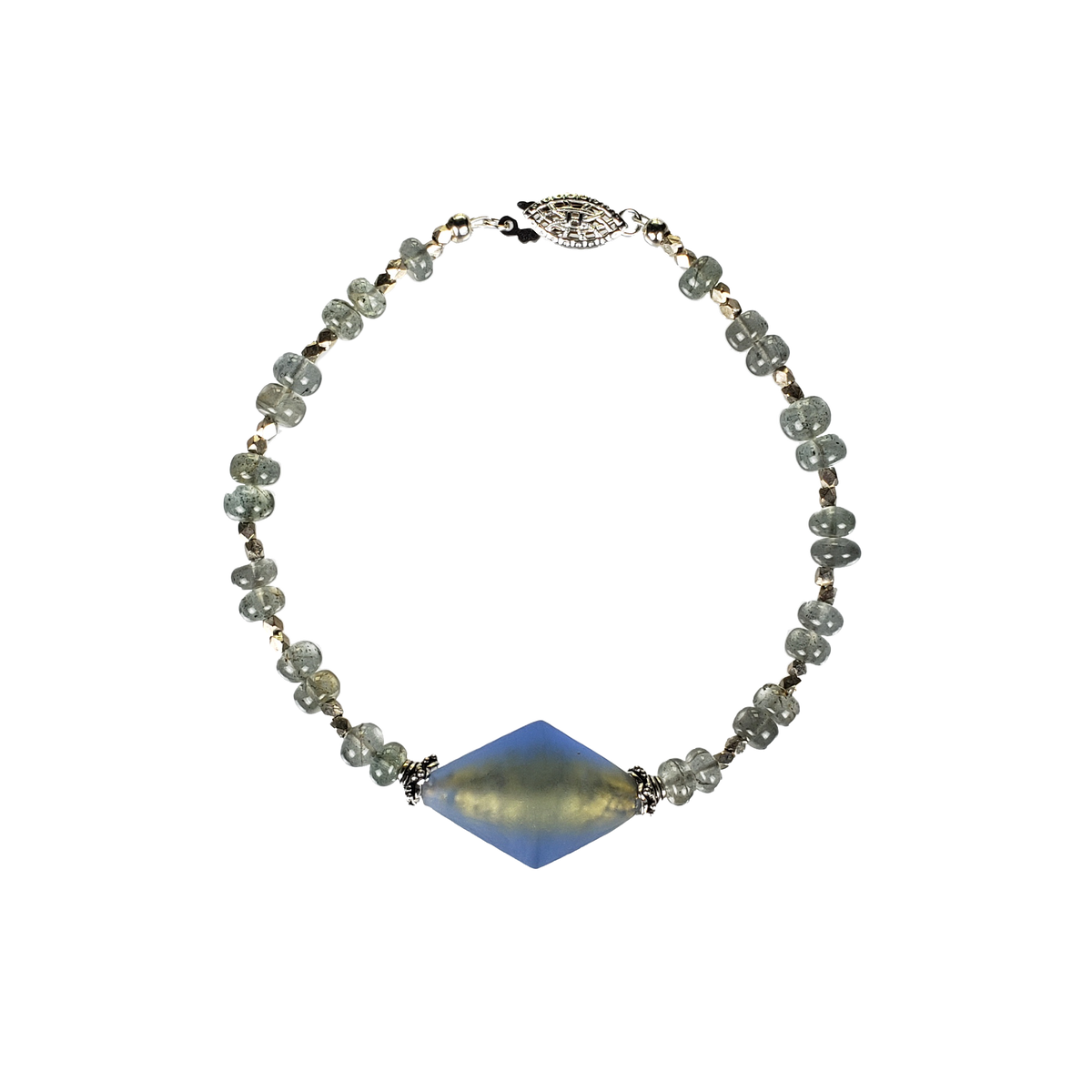 Moss Aquamarine & Venetian Glass Bracelet