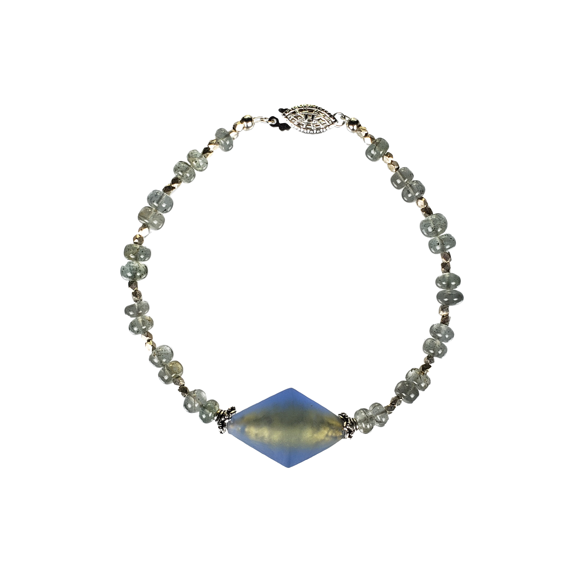 Moss Aquamarine & Venetian Glass Bracelet