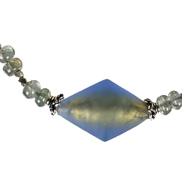 Moss Aquamarine & Venetian Glass Bracelet