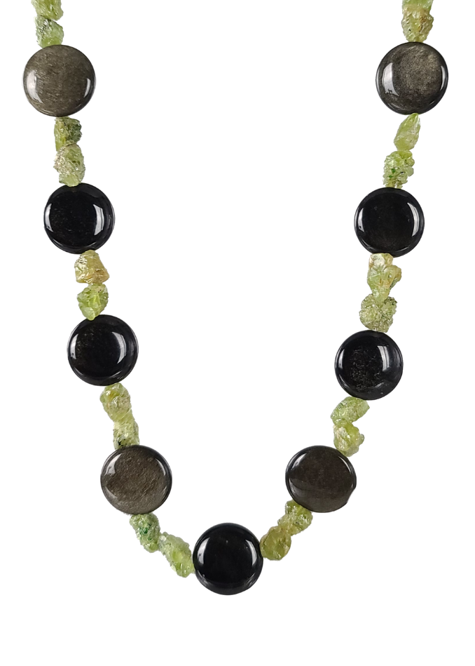 Golden Obsidian and Peridot Necklace