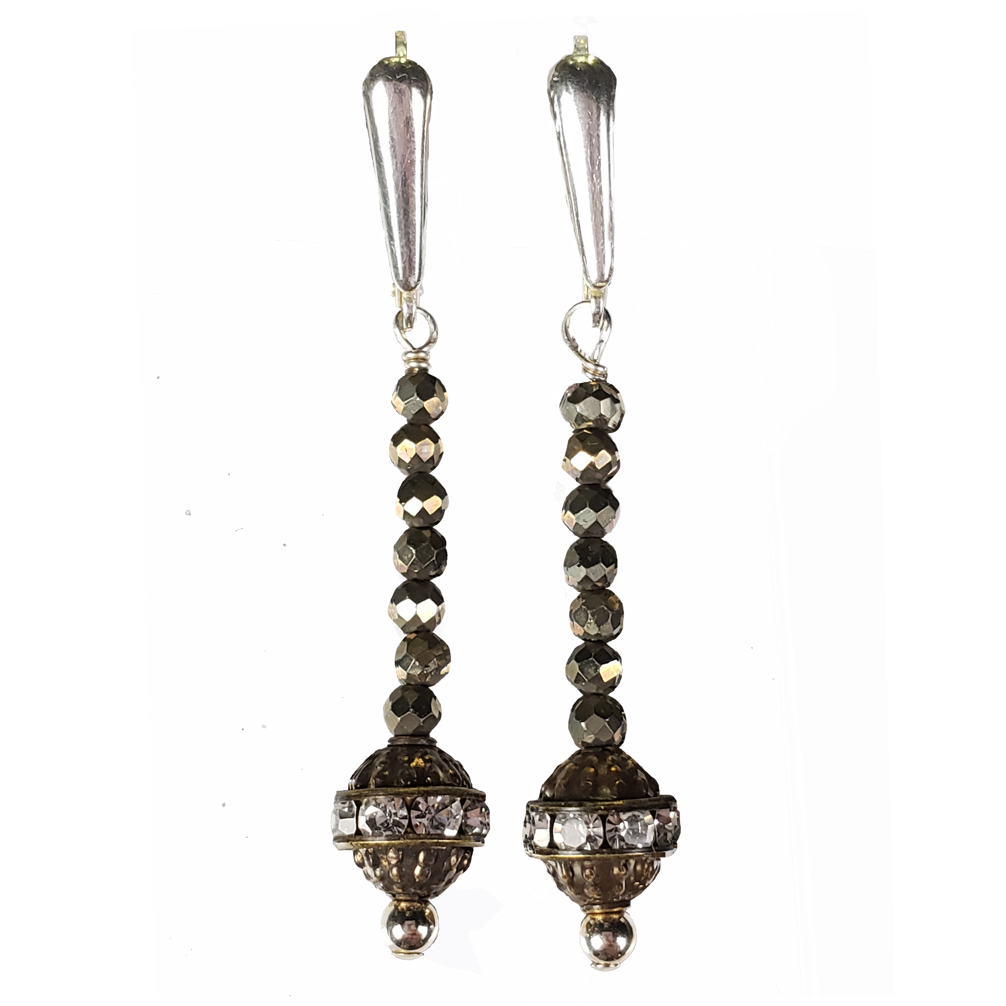 Swarovski Brass Bead & Pyrite Earrings