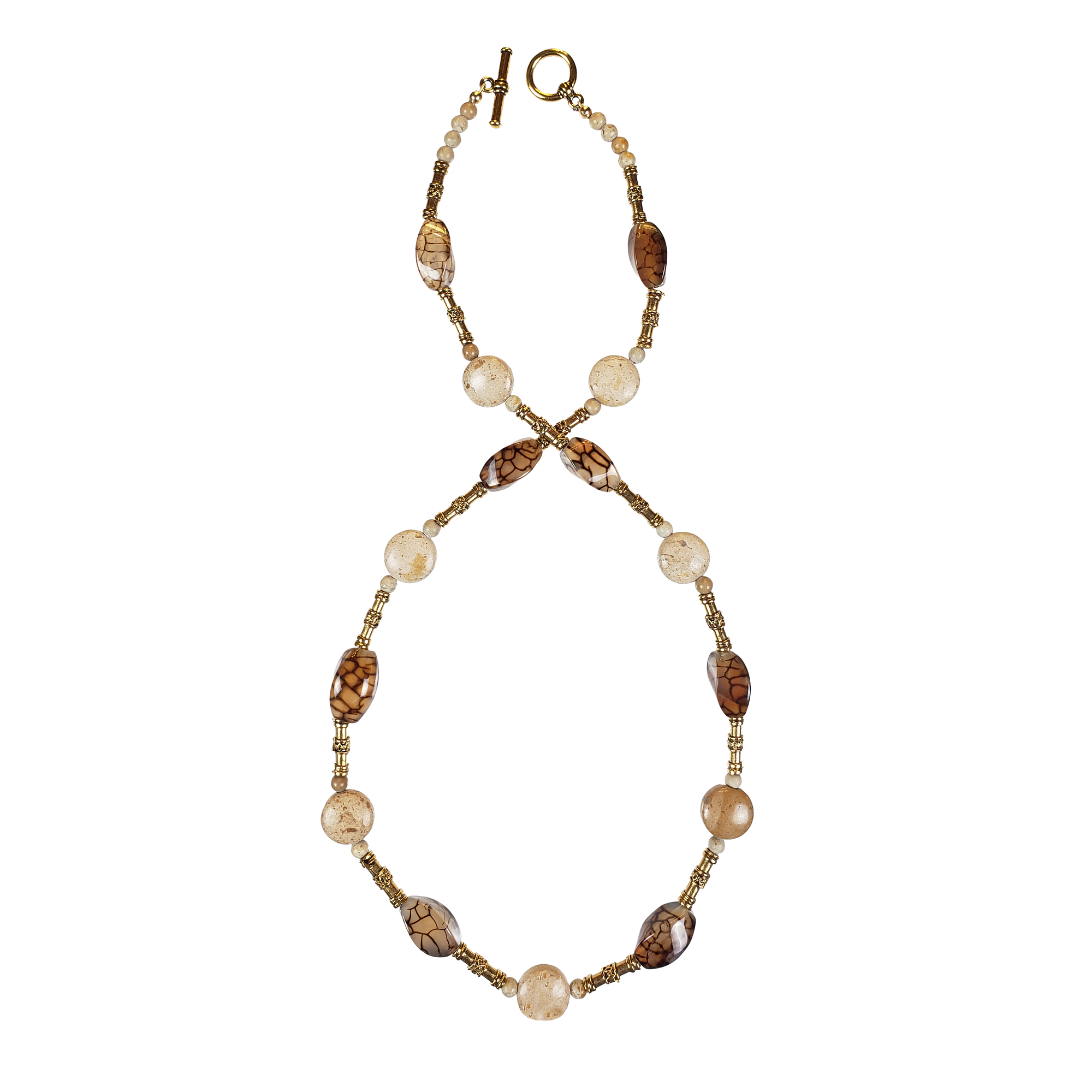 River Stone & Cracked Agate Necklace