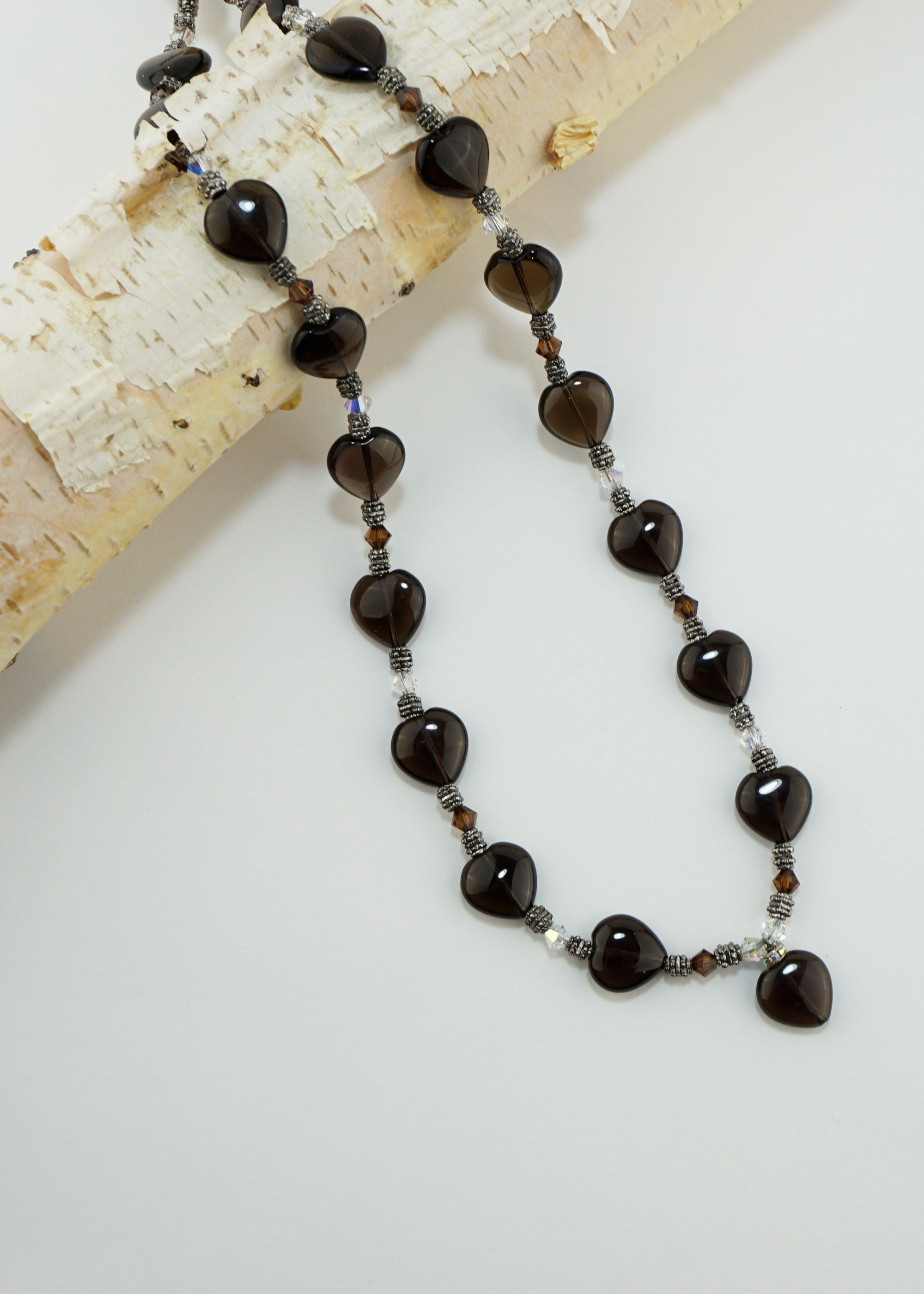 Smokey Quartz Heart Necklace (20")