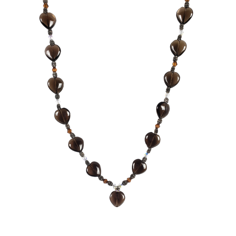 Smokey Quartz Heart Necklace (20")