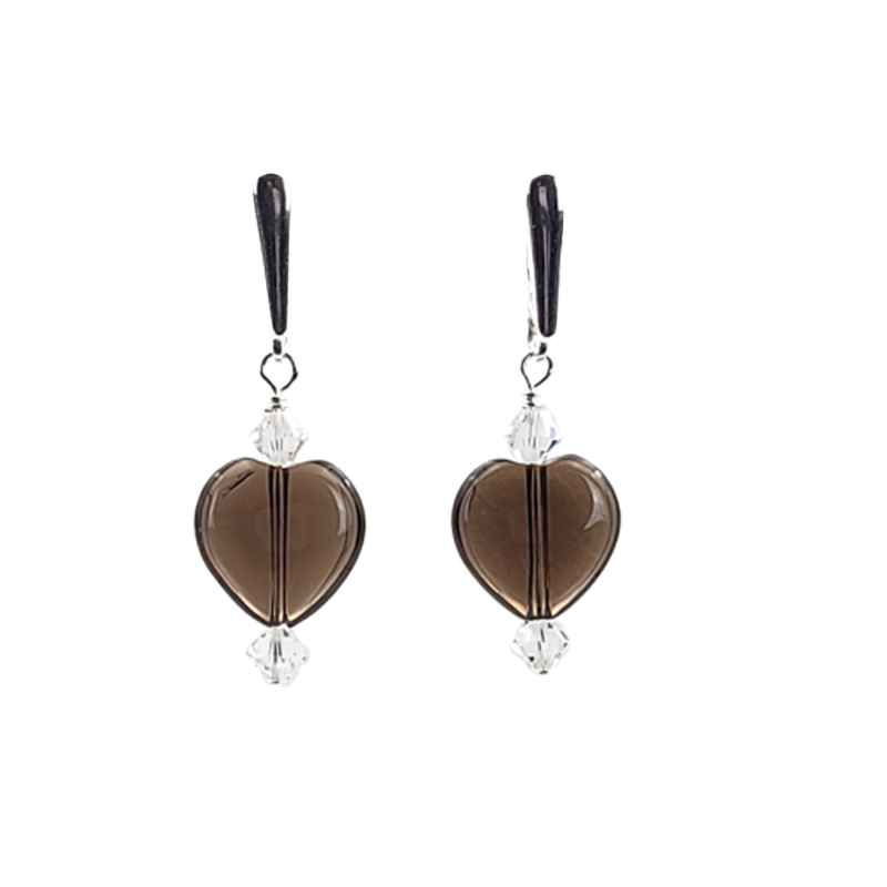 Smokey Quartz Heart Earrings