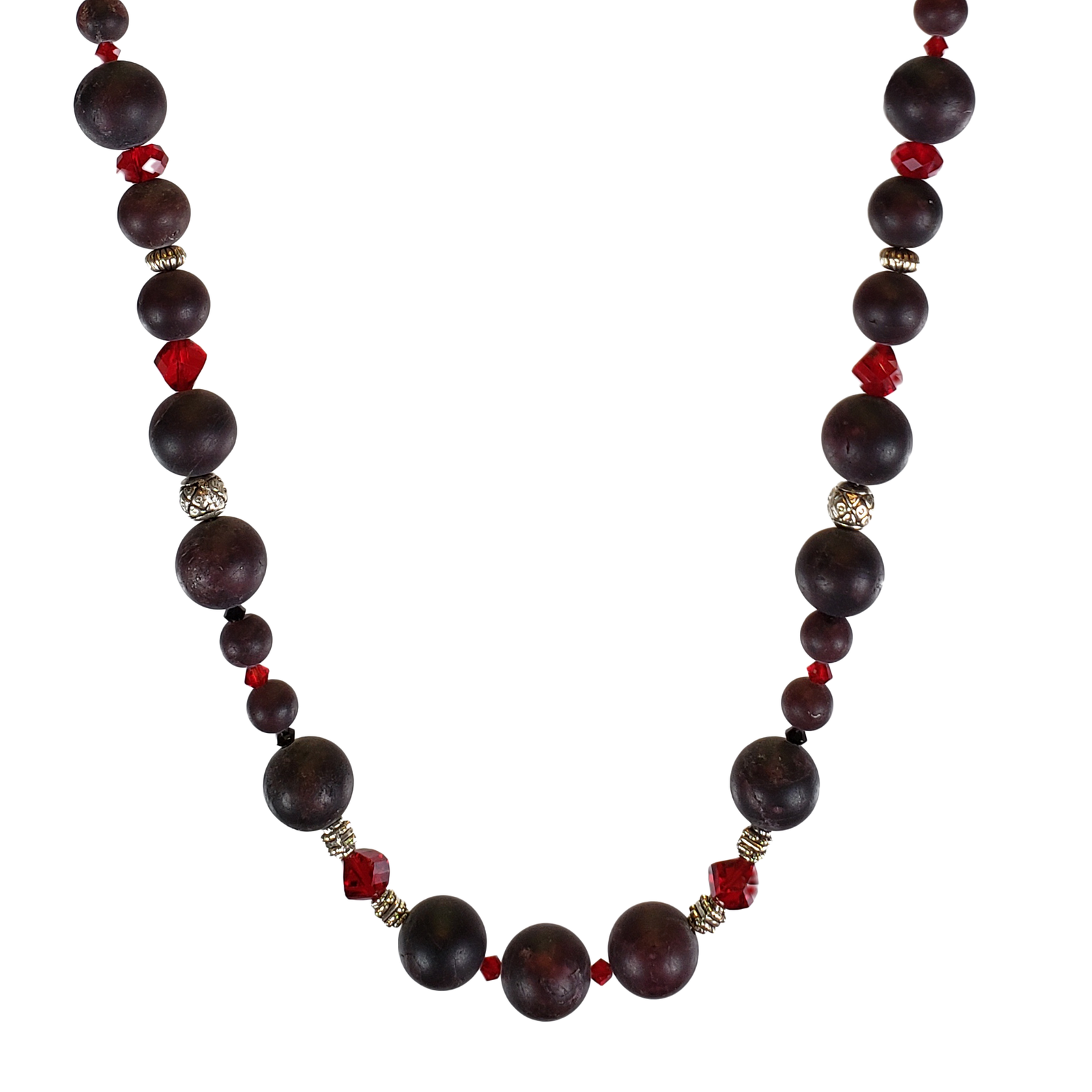 Tumbled Garnet & Swarovski Necklace