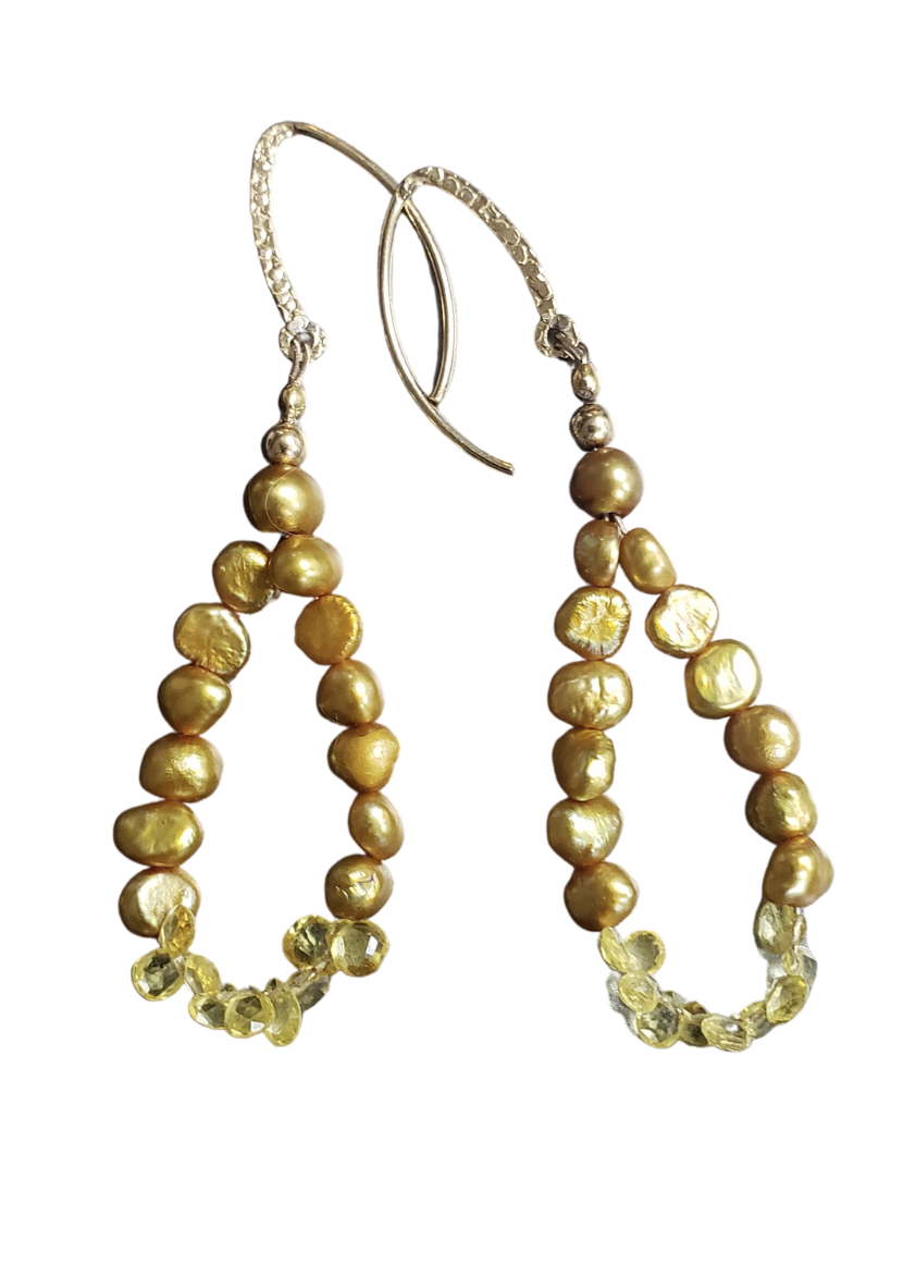 Yellow Sapphires & Pearls Earrings