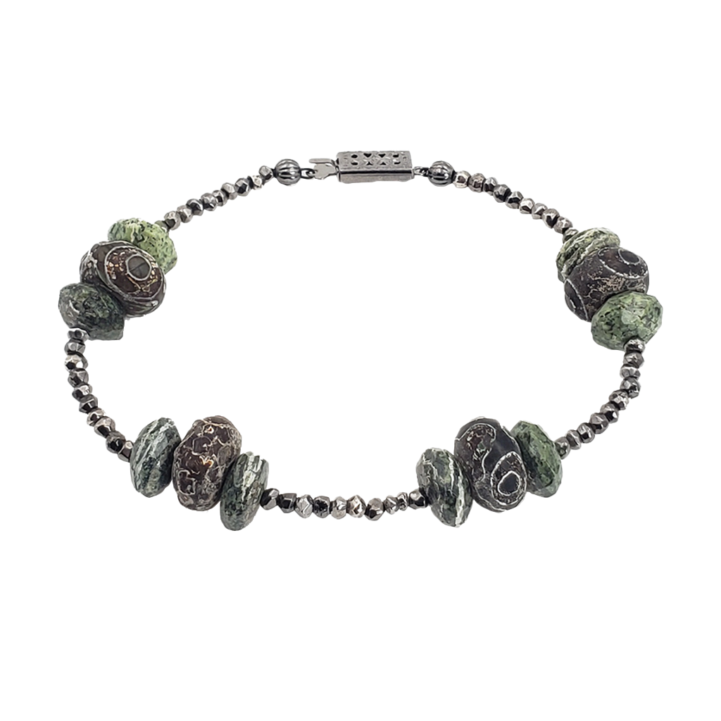 Zebra Stone, Dzi & Hematite Bracelet