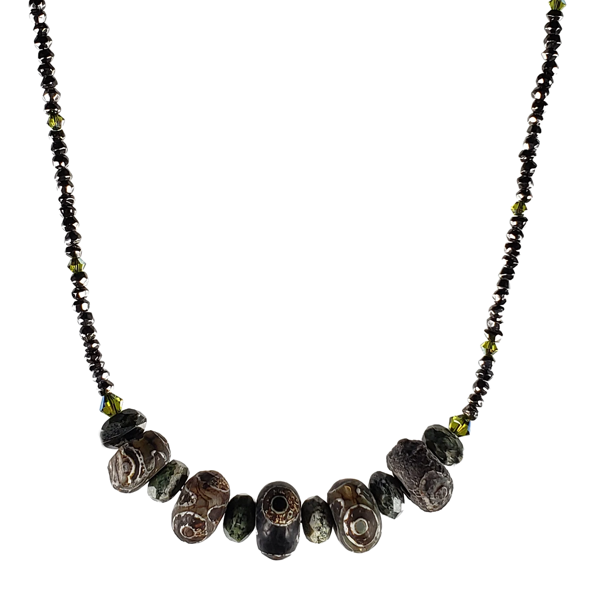 Zebra Stone, Dzi & Hematite Necklace