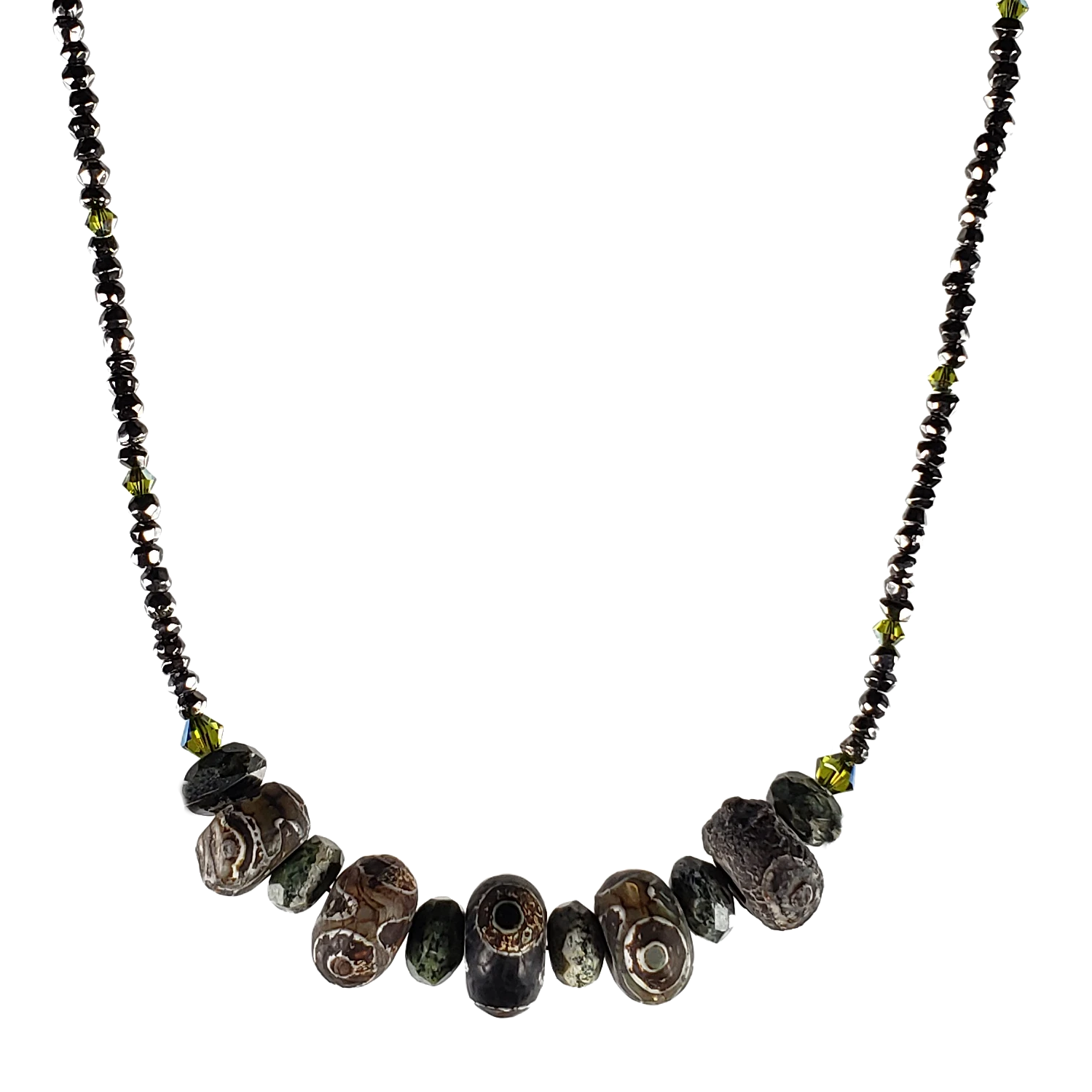 Zebra Stone, Dzi & Hematite Necklace