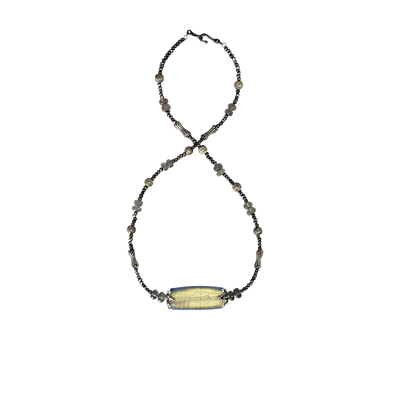 Zebra Stone, Moss Aquamarine, Venetian Glass & Pewter Necklace